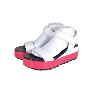 Sorel Women's Cameron US9 Leather White Punch Pink Flatform Sandals Shoes